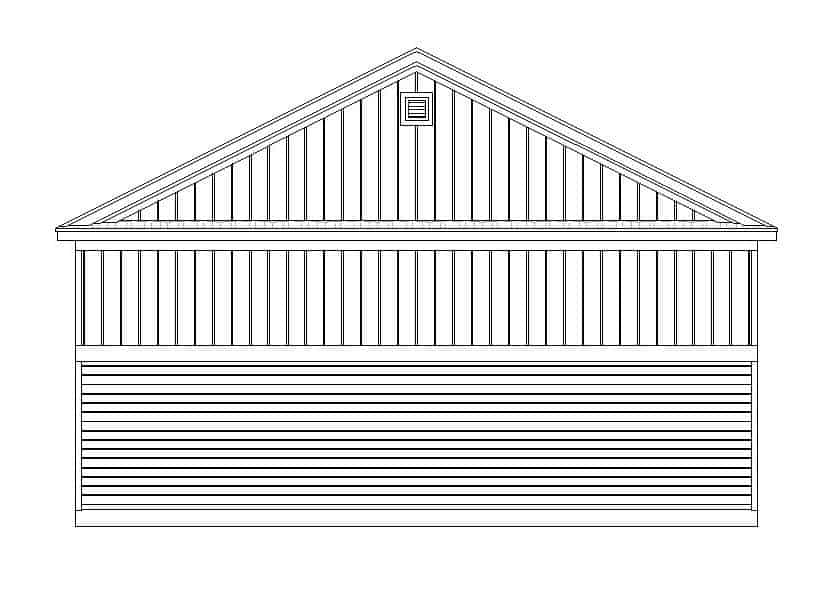 Home Plan Rear Elevation of this 1-Bedroom,1200 Sq Ft Plan -196-1107