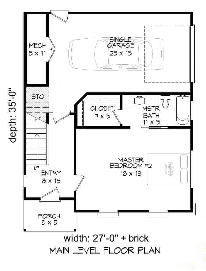 Floor Plan Main Level of Modern Plan #196-1108