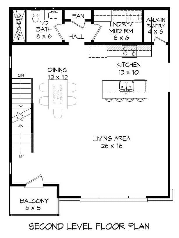 Floor Plan Upper Level of Modern Plan #196-1108