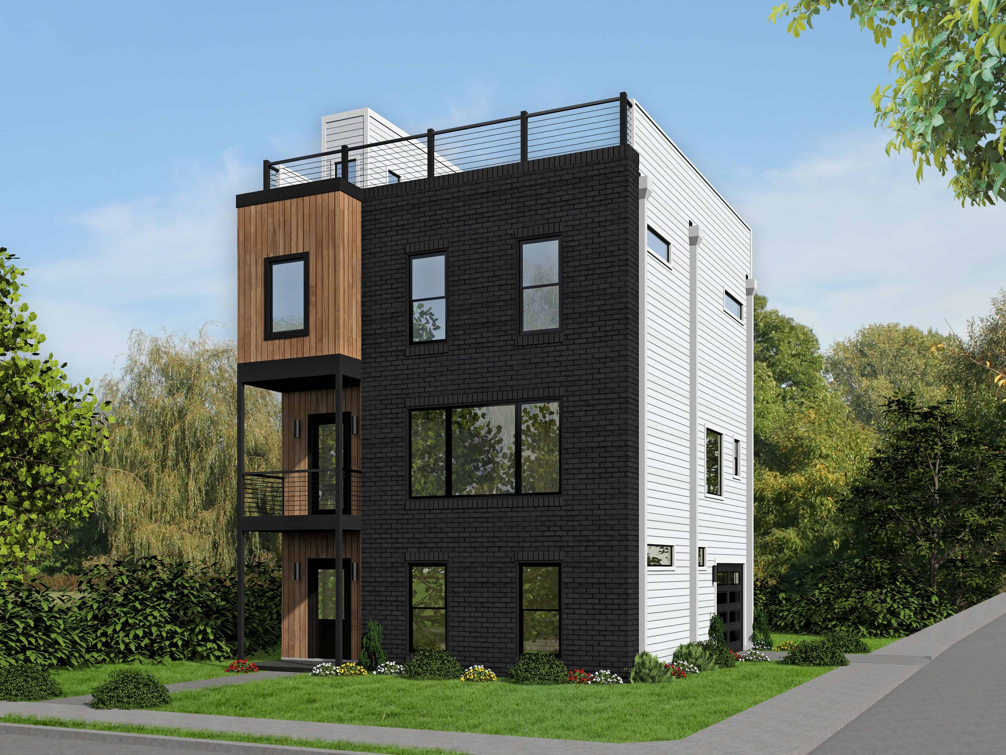 Front elevation of Modern home (ThePlanCollection: House Plan #196-1108)