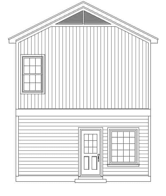 Home Plan Rear Elevation of this 2-Bedroom,999 Sq Ft Plan -196-1109