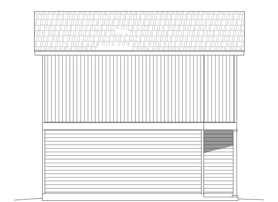 Home Plan Right Elevation of this 2-Bedroom,999 Sq Ft Plan -196-1109