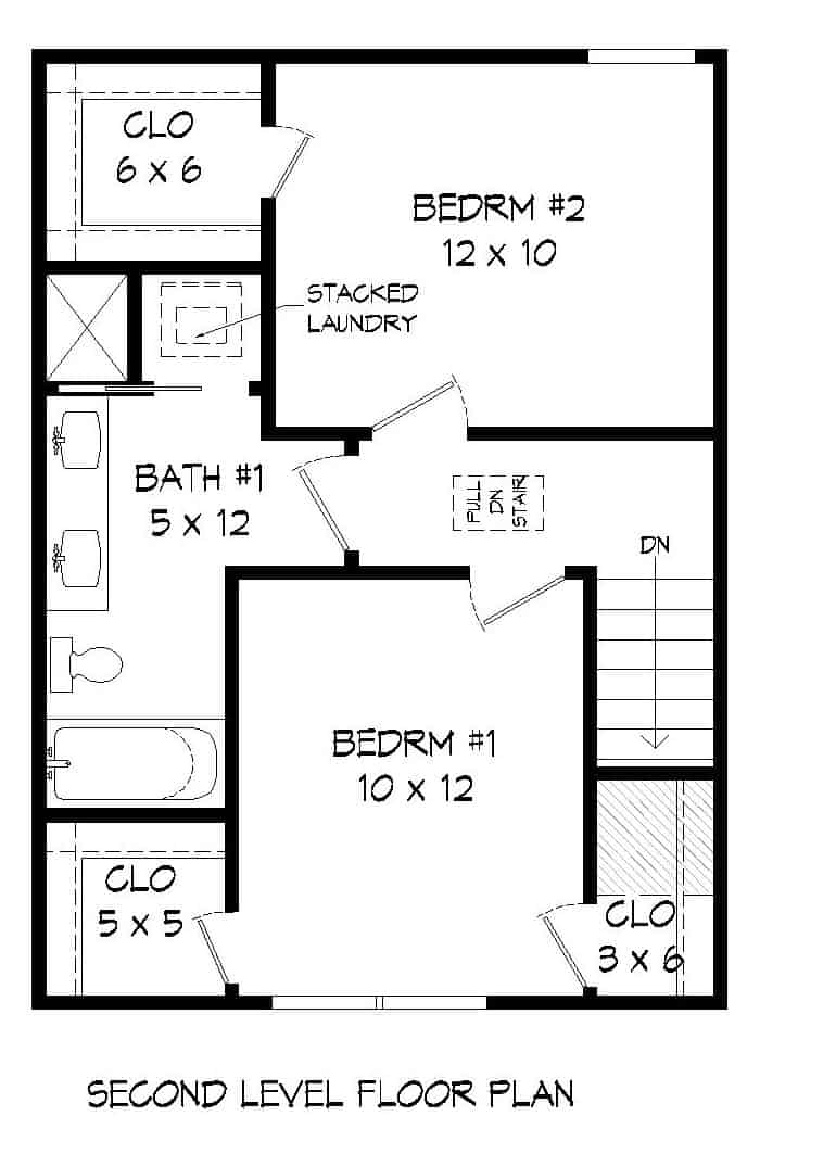 Floor Plan Upper Level of Cottage Plan #196-1109