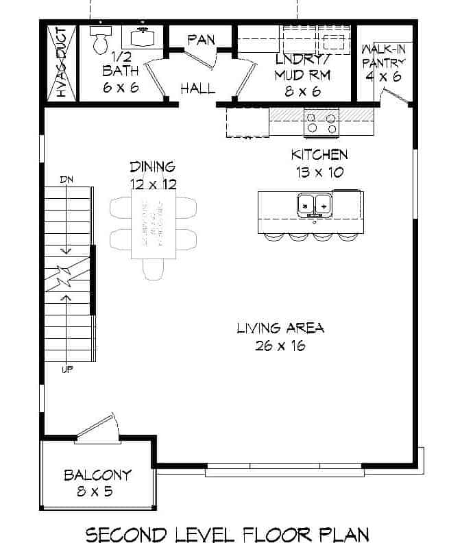 Floor Plan Upper Level of Modern Plan #196-1110