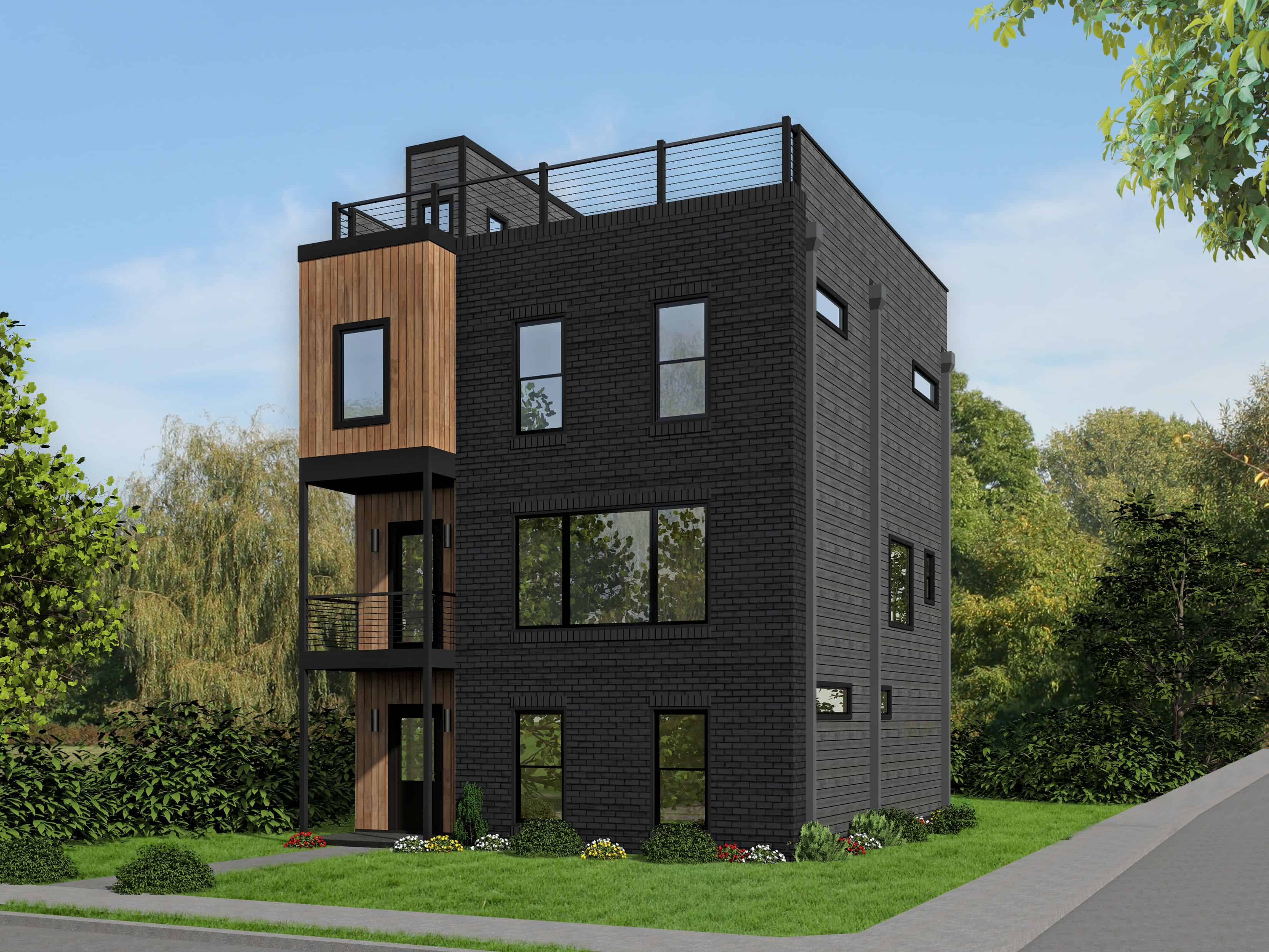 Front elevation of Modern home (ThePlanCollection: House Plan #196-1110)