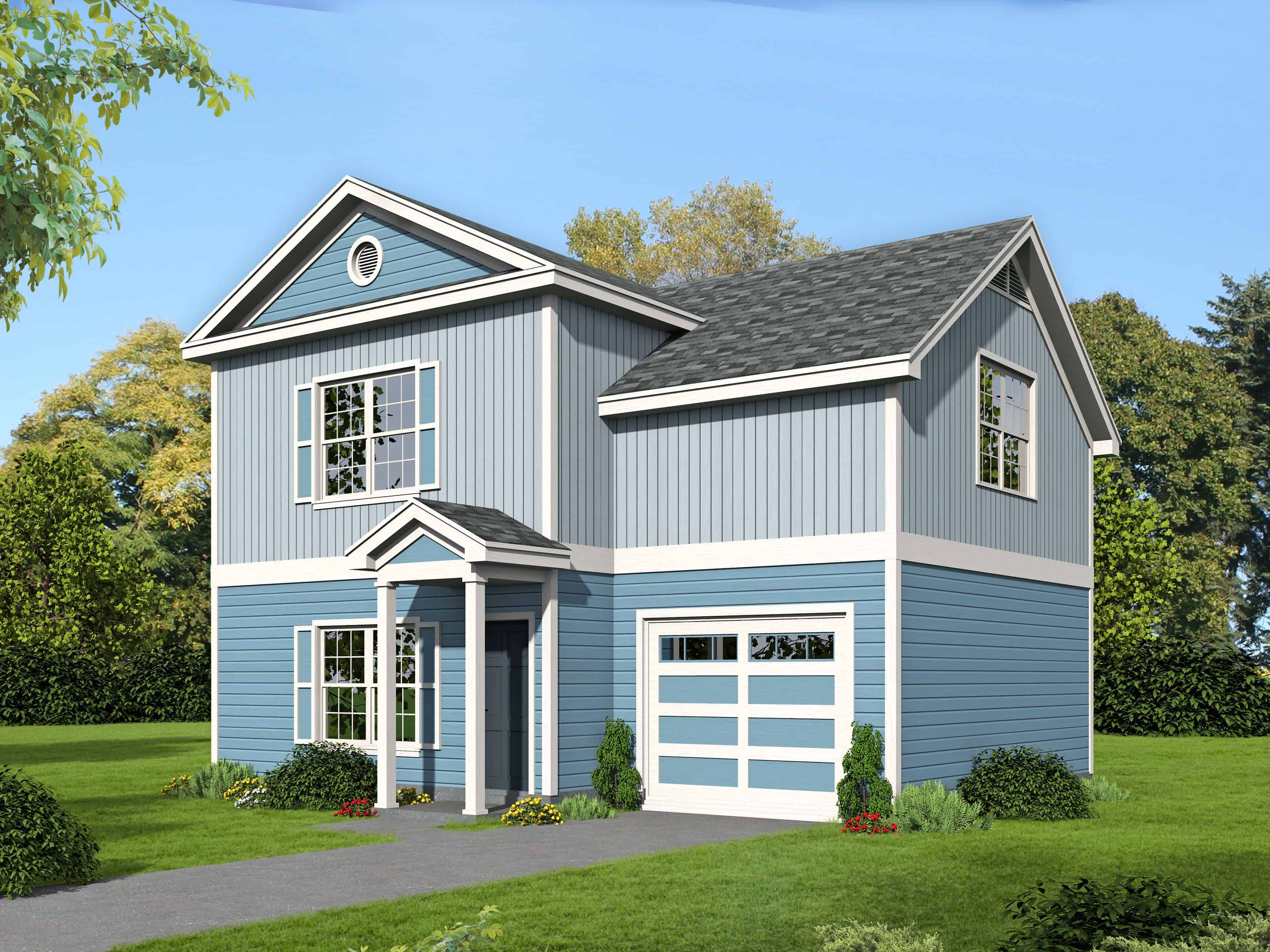 Front elevation of Farmhouse home (ThePlanCollection: House Plan #196-1111)
