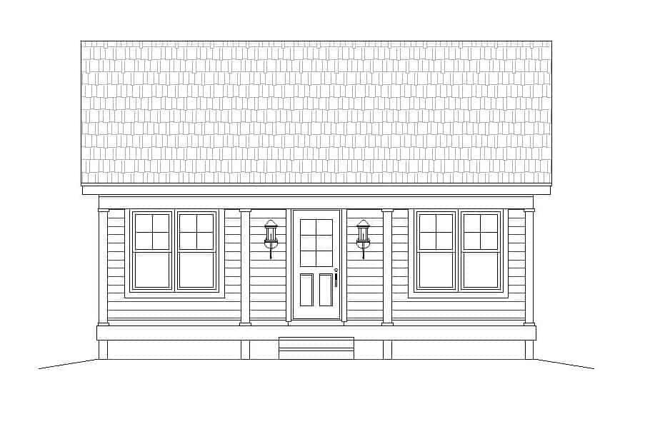 Home Plan Front Elevation of this 1-Bedroom,832 Sq Ft Plan -196-1112