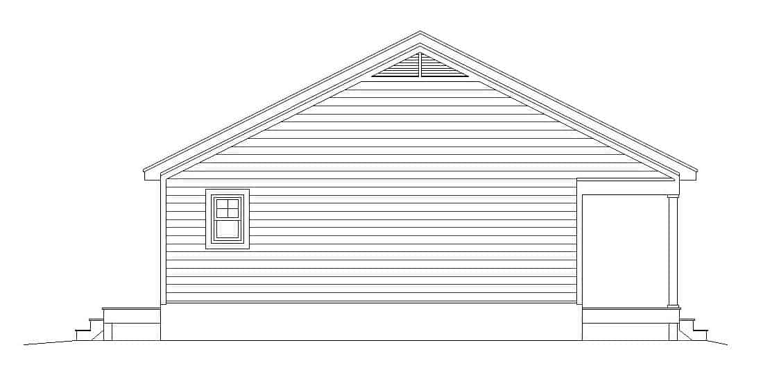 Home Plan Left Elevation of this 1-Bedroom,832 Sq Ft Plan -196-1112