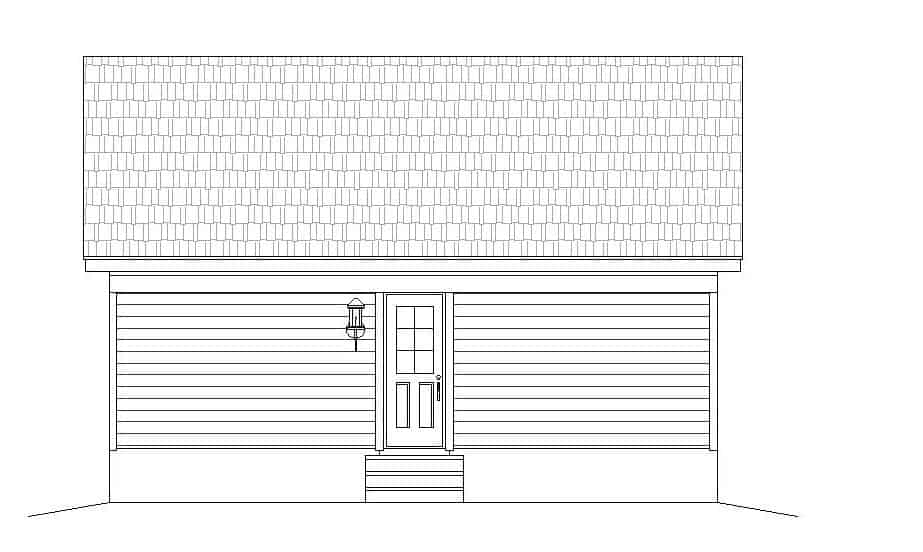 Home Plan Rear Elevation of this 1-Bedroom,832 Sq Ft Plan -196-1112