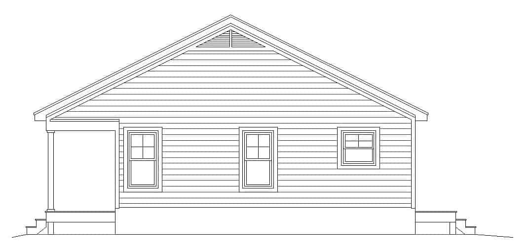 Home Plan Right Elevation of this 1-Bedroom,832 Sq Ft Plan -196-1112