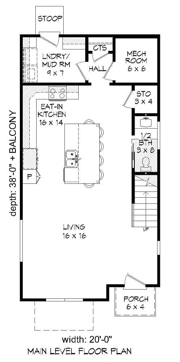 Floor Plan Main Level of Modern Plan #196-1113