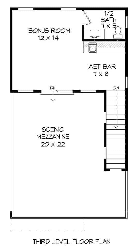 Floor Plan Third Story of Modern Plan #196-1113