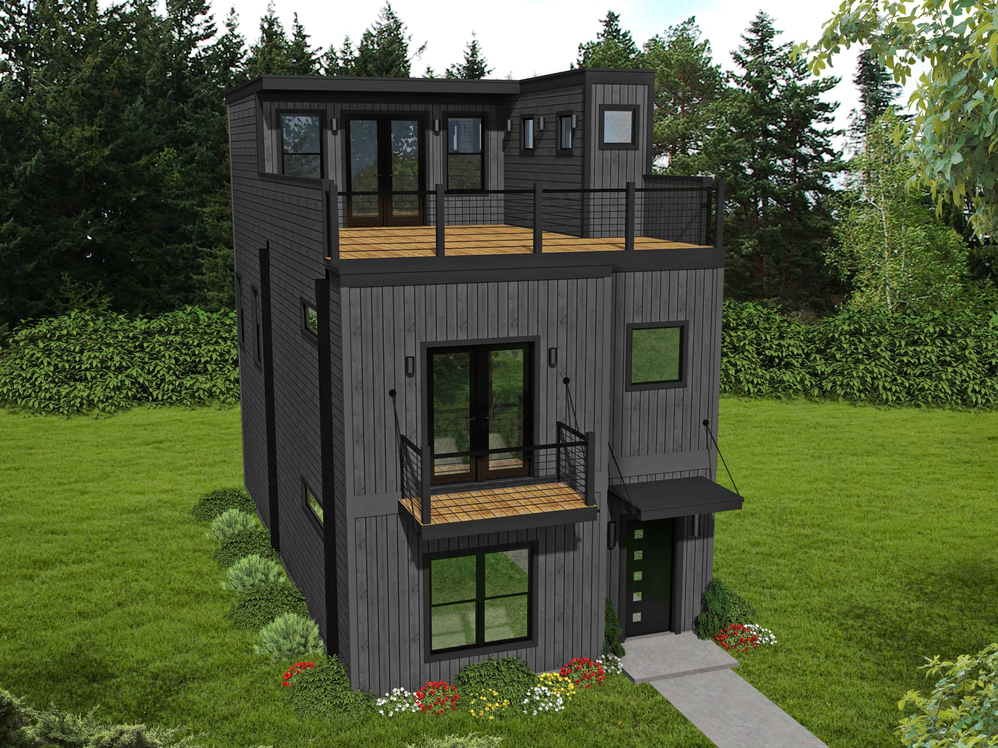 Front elevation of Modern home (ThePlanCollection: House Plan #196-1113)