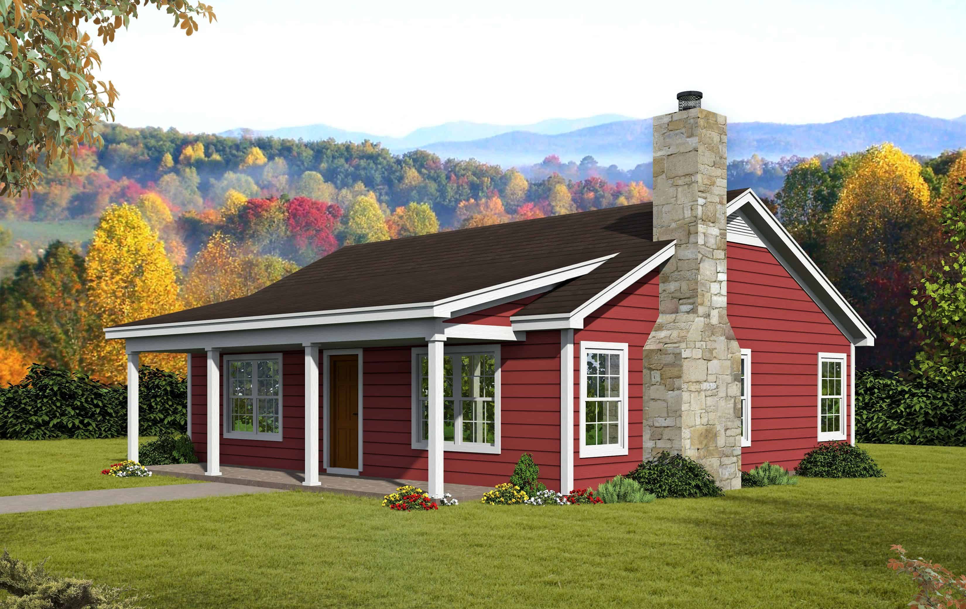 Front elevation of Ranch home (ThePlanCollection: House Plan #196-1114)