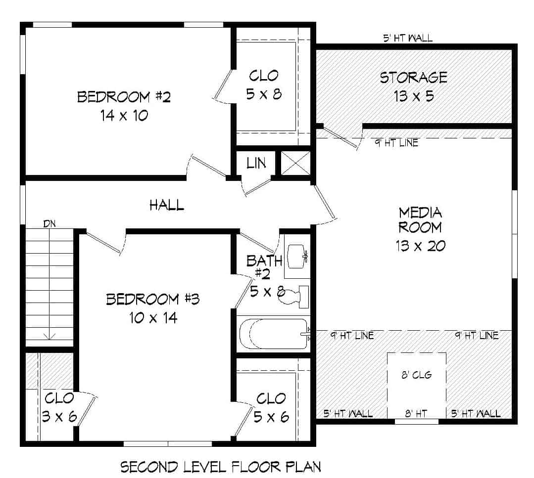 Floor Plan Upper Level of Farmhouse Plan #196-1115