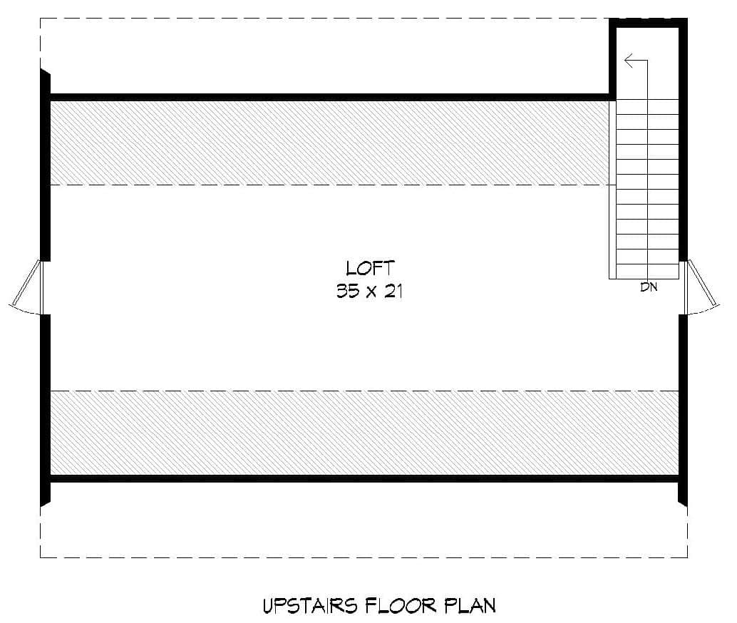 Floor Plan Upper Level of Barn Style Plan #196-1119