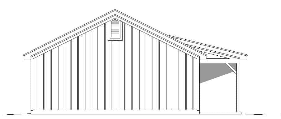 Home Plan Left Elevation of this 2-Bedroom,1185 Sq Ft Plan -196-1121