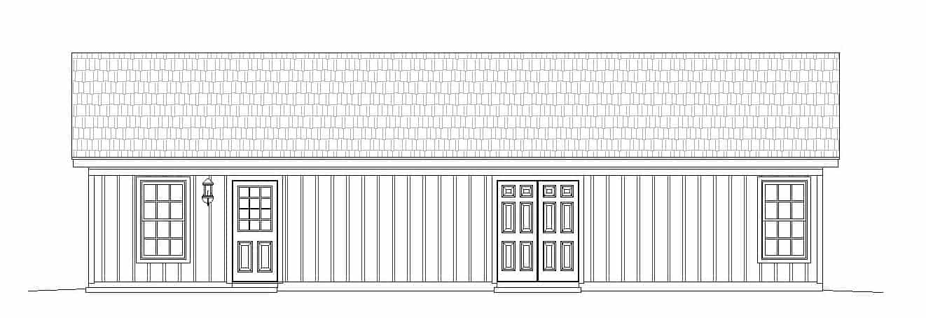 Home Plan Rear Elevation of this 2-Bedroom,1185 Sq Ft Plan -196-1121