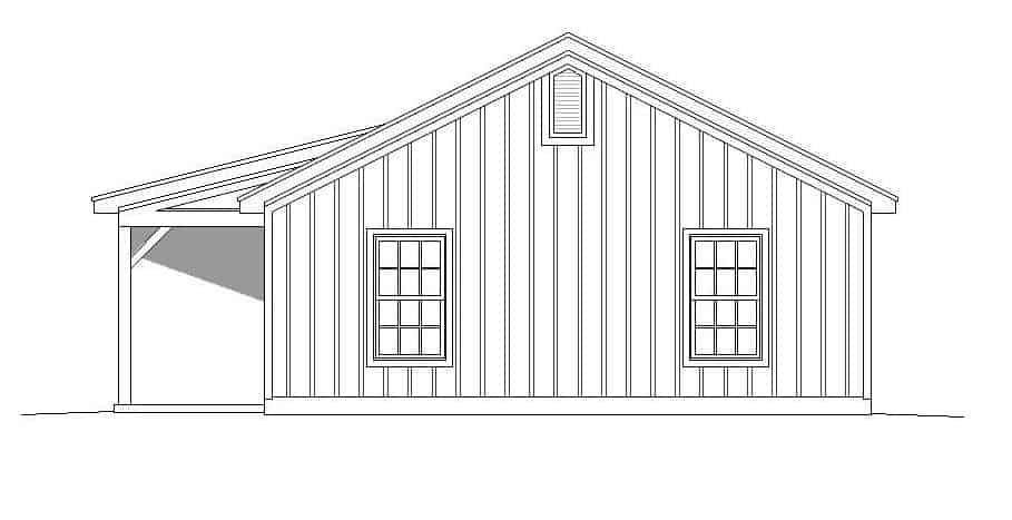 Home Plan Right Elevation of this 2-Bedroom,1185 Sq Ft Plan -196-1121