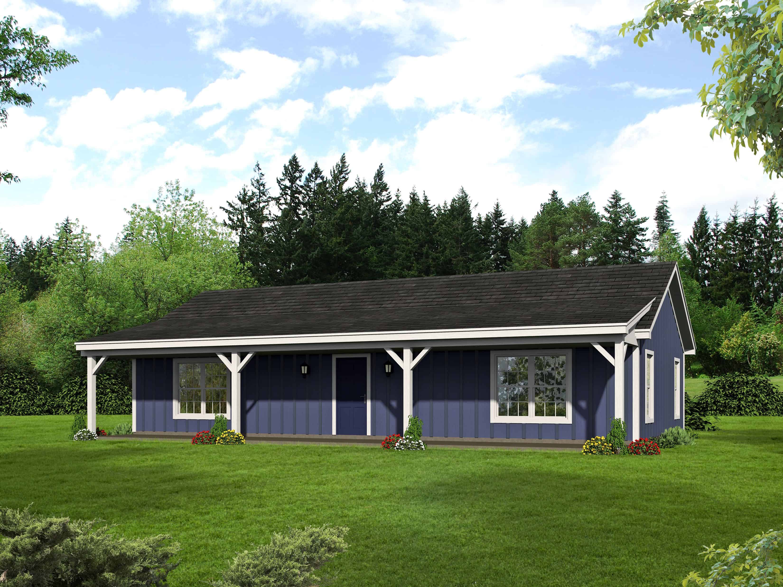 Front elevation of Ranch home (ThePlanCollection: House Plan #196-1120)