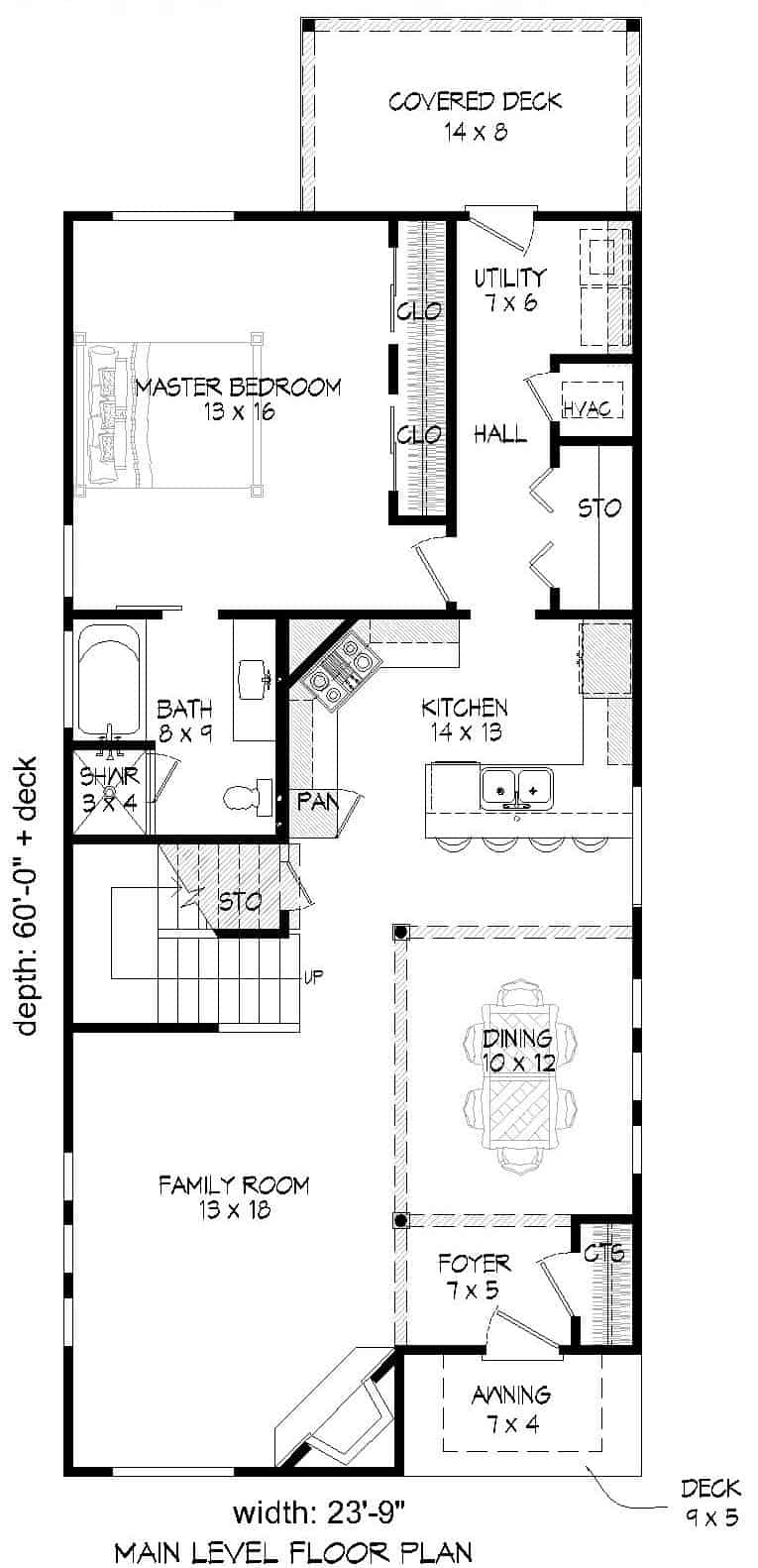 Floor Plan Main Level of Contemporary Plan #196-1122