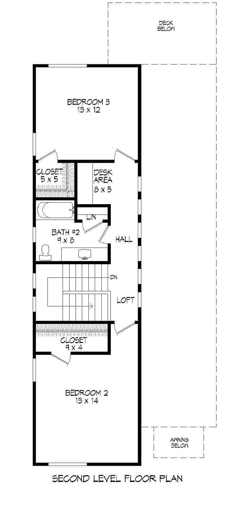 Floor Plan Upper Level of Contemporary Plan #196-1122