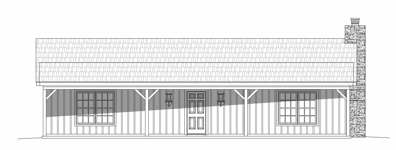 Home Plan Front Elevation of this 2-Bedroom,1200 Sq Ft Plan -196-1123