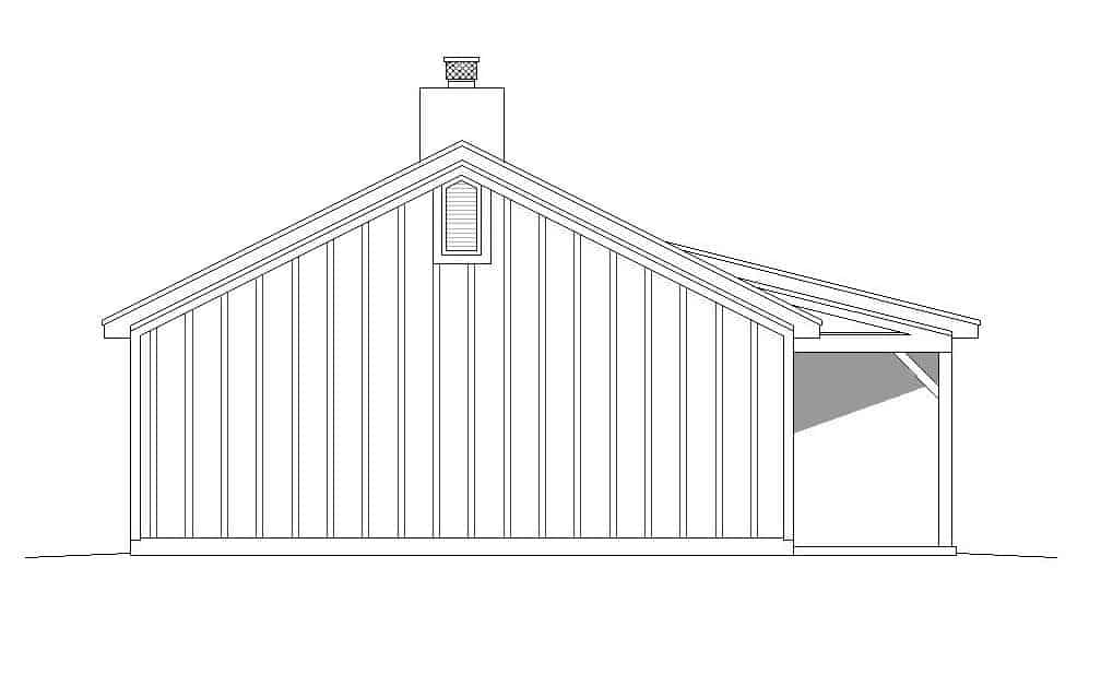 Home Plan Left Elevation of this 2-Bedroom,1200 Sq Ft Plan -196-1123