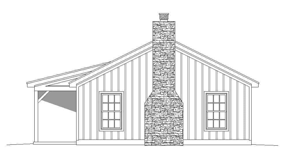 Home Plan Right Elevation of this 2-Bedroom,1200 Sq Ft Plan -196-1123