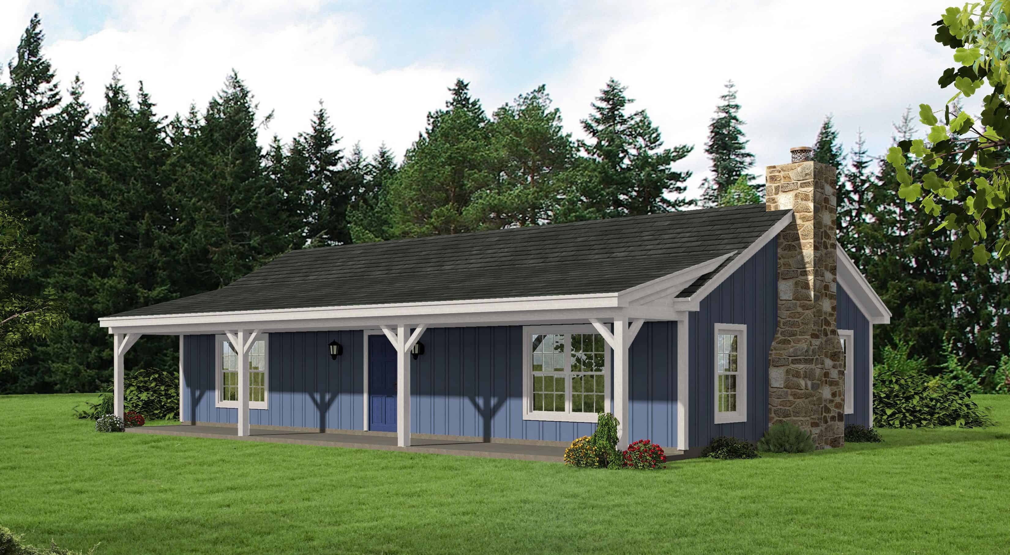 Front elevation of Ranch home (ThePlanCollection: House Plan #196-1123)
