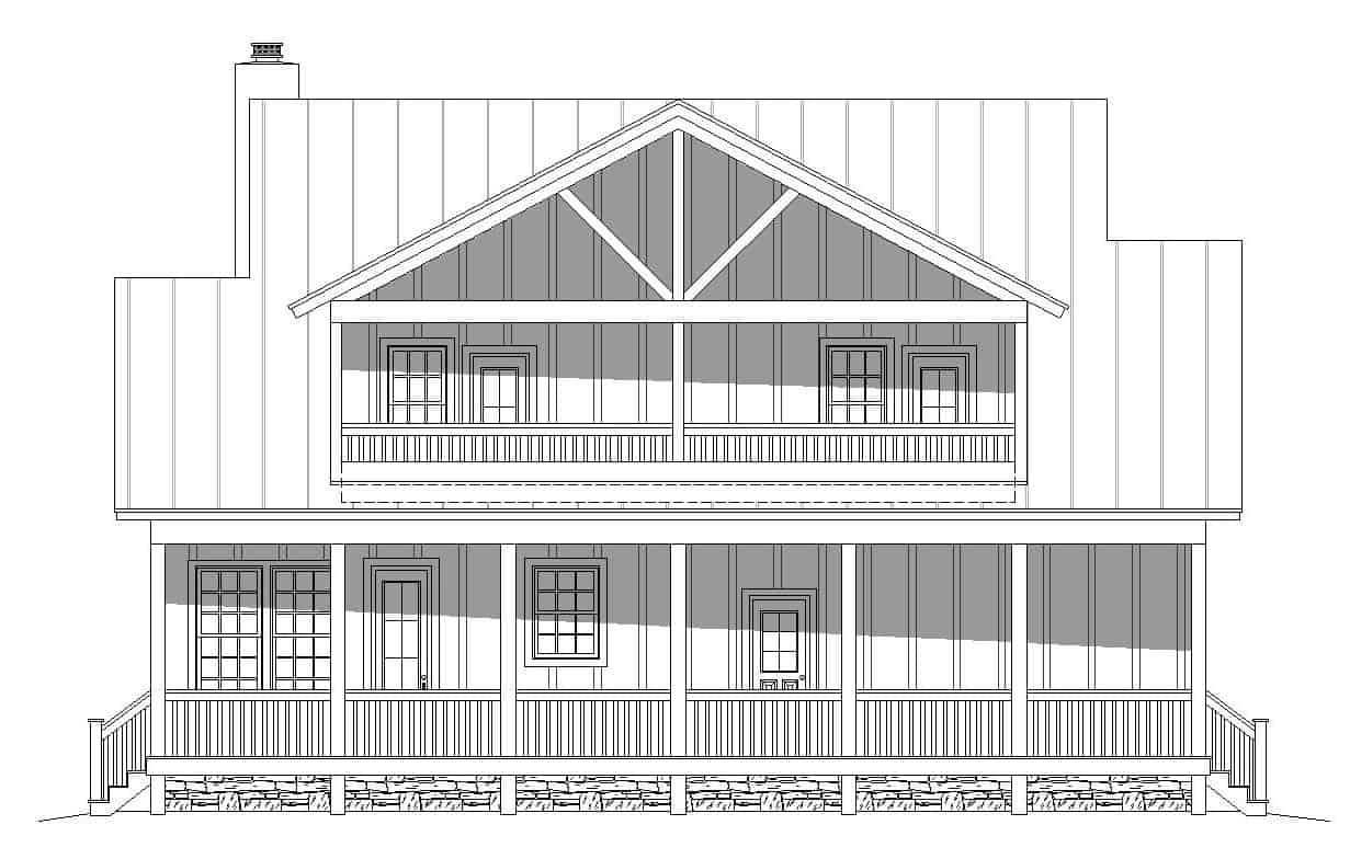 Home Plan Rear Elevation of this 2-Bedroom,2065 Sq Ft Plan -196-1124