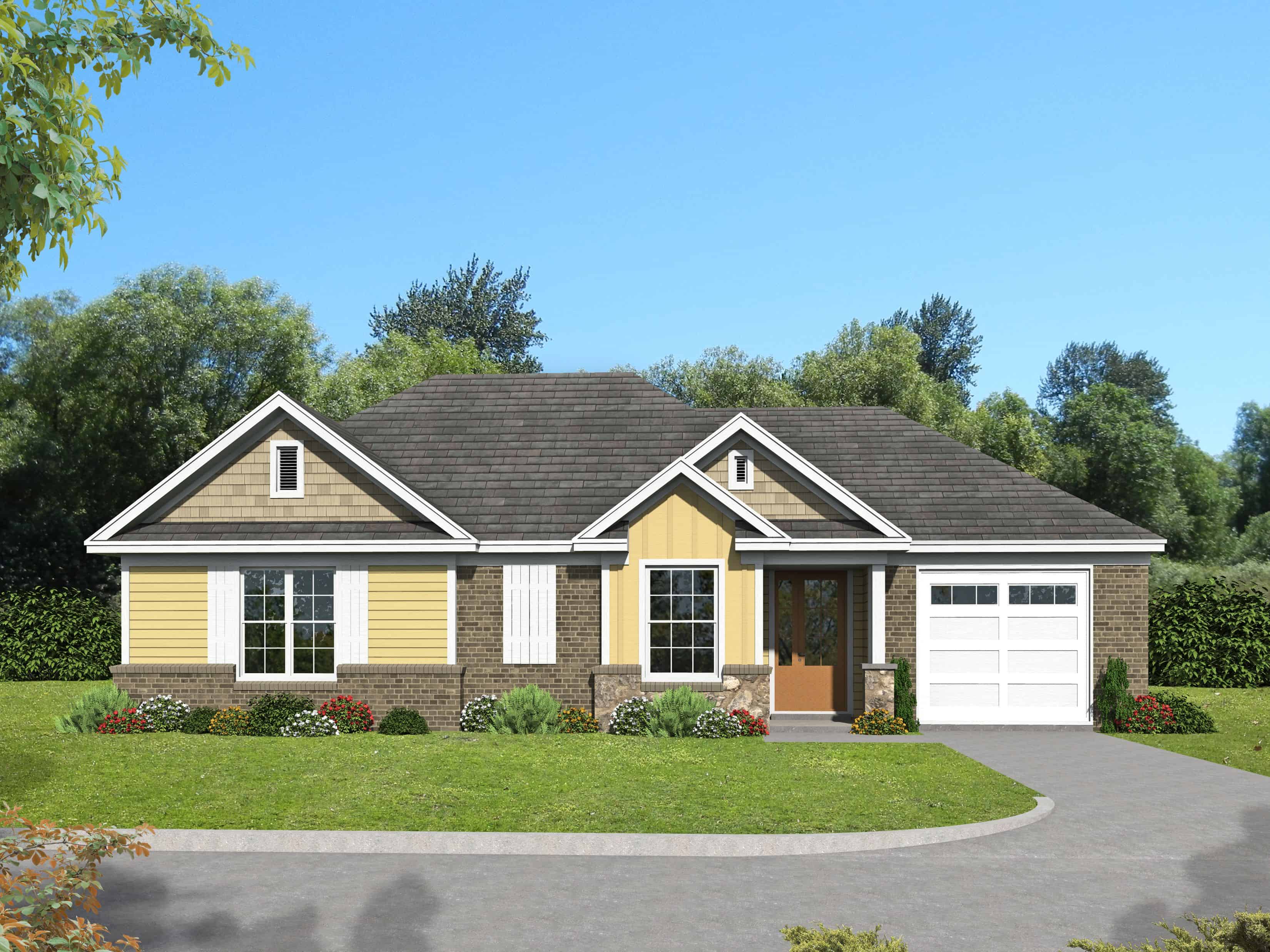 Front View of this 2-Bedroom, 1234 Sq Ft Plan - 196-1126
