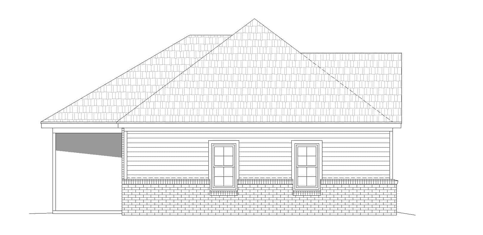 Home Plan Left Elevation of this 2-Bedroom,1234 Sq Ft Plan -196-1126