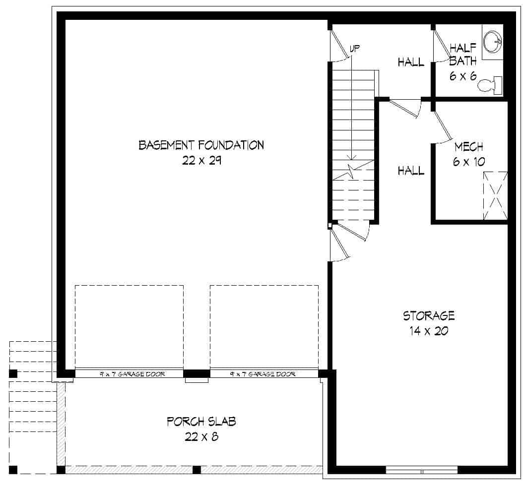 Floor Plan Basement of Coastal Plan #196-1127