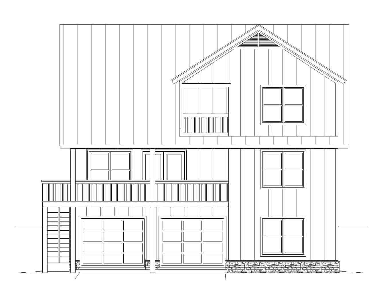 Home Plan Front Elevation of this 3-Bedroom,1835 Sq Ft Plan -196-1127