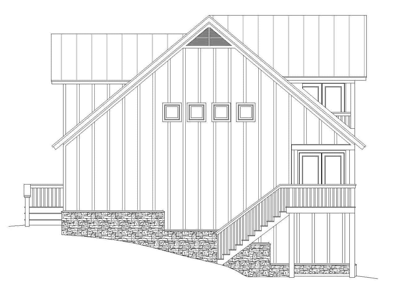 Home Plan Left Elevation of this 3-Bedroom,1835 Sq Ft Plan -196-1127