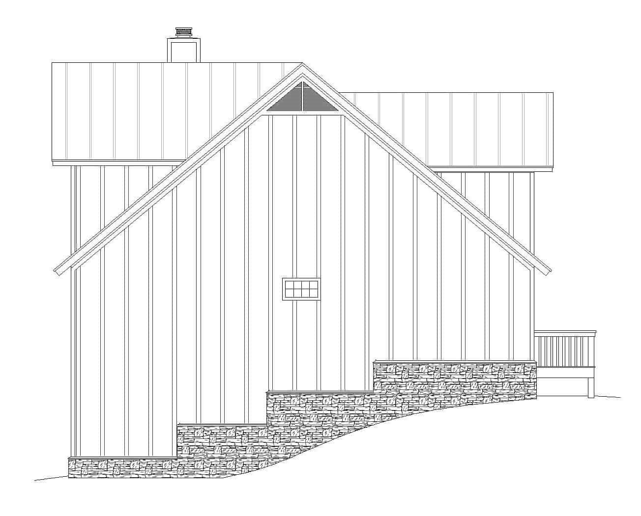 Home Plan Right Elevation of this 3-Bedroom,1835 Sq Ft Plan -196-1127