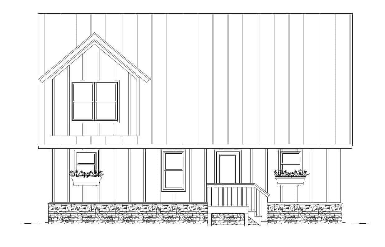 Home Plan Rear Elevation of this 3-Bedroom,1835 Sq Ft Plan -196-1127