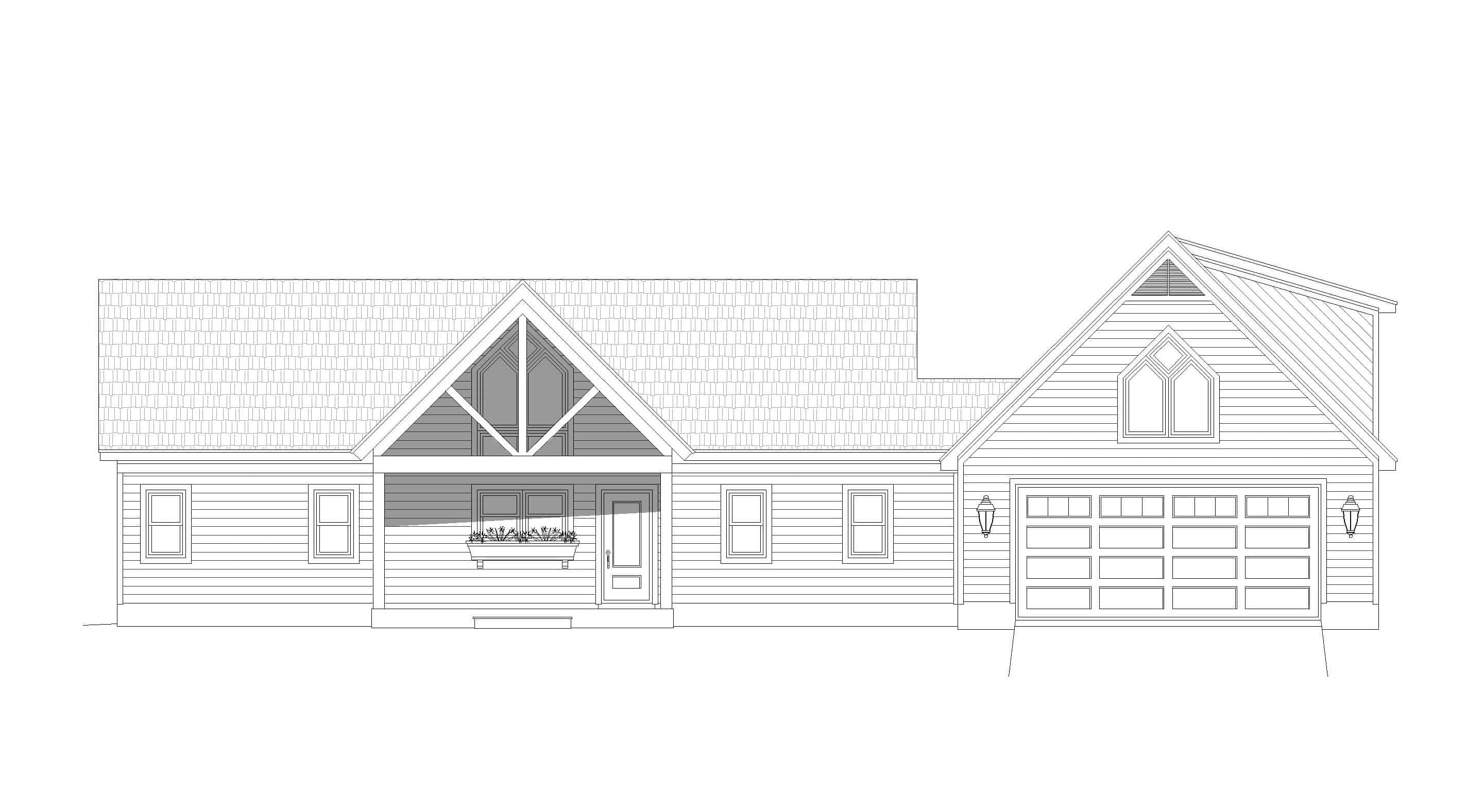 Home Plan Front Elevation of this 2-Bedroom,1761 Sq Ft Plan -196-1128