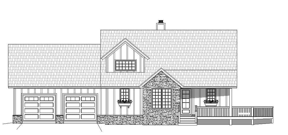 Home Plan Front Elevation of this 3-Bedroom,1854 Sq Ft Plan -196-1129