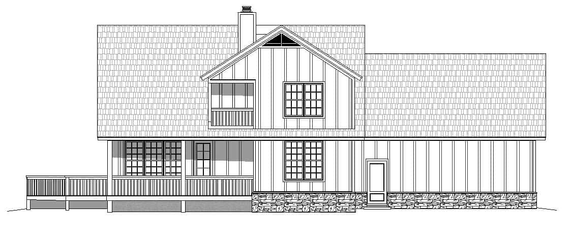 Home Plan Rear Elevation of this 3-Bedroom,1854 Sq Ft Plan -196-1129