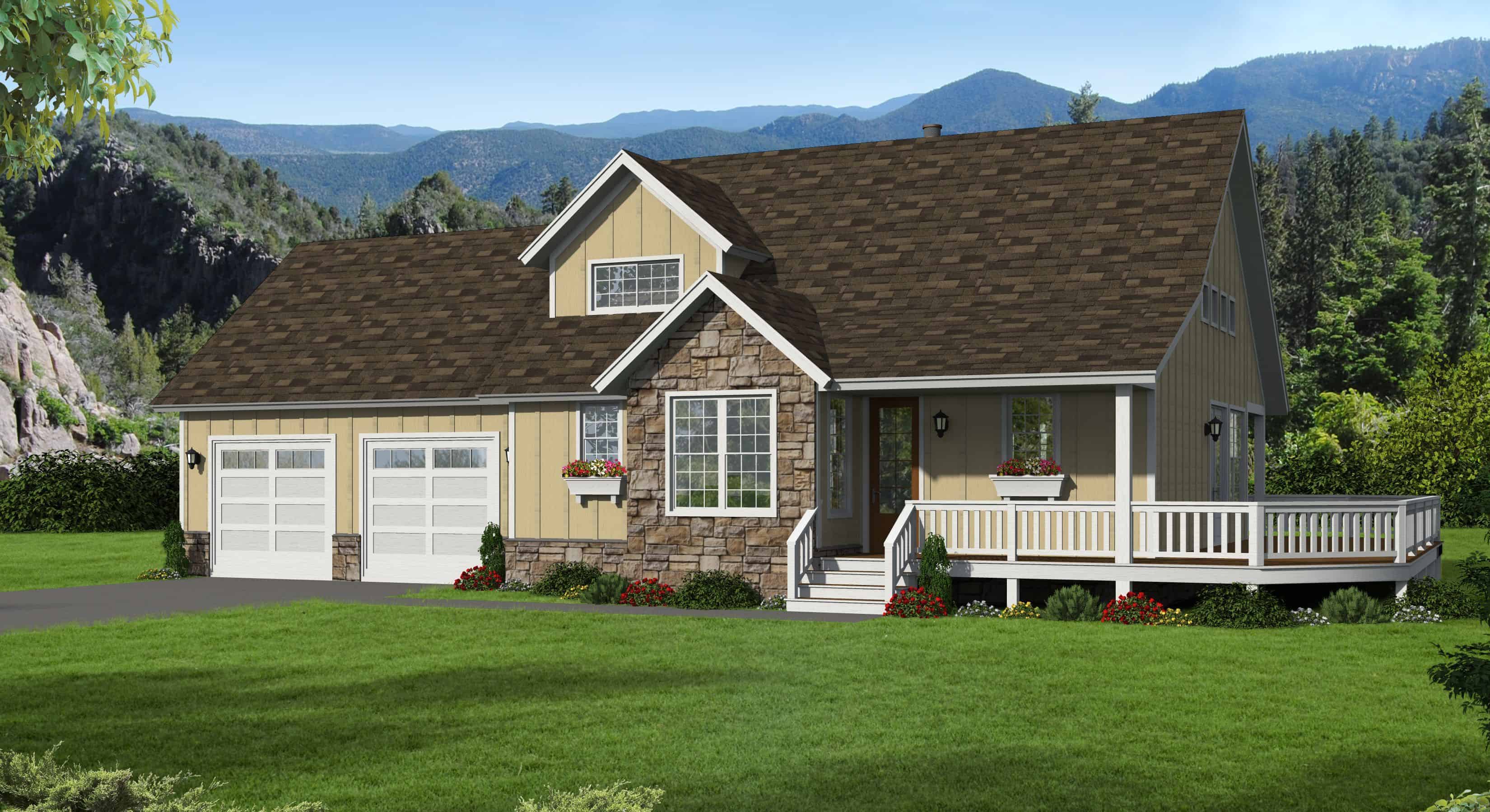 Front elevation of Farmhouse home (ThePlanCollection: House Plan #196-1129)