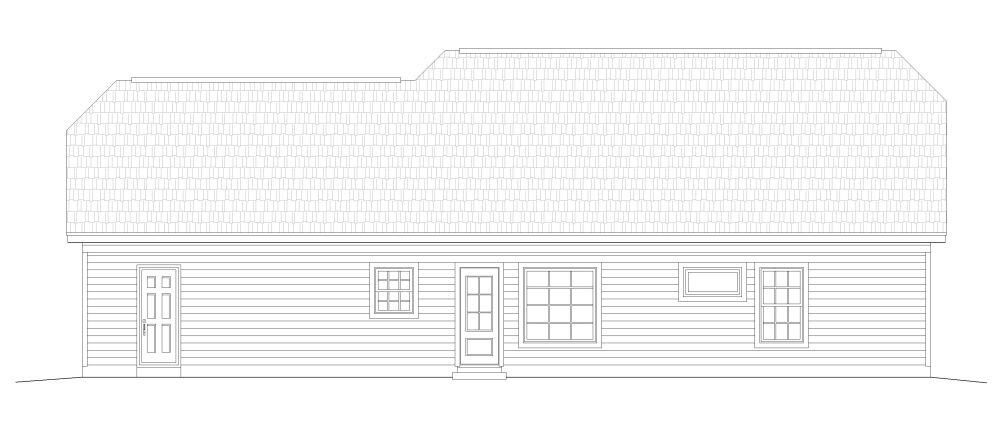 Home Plan Rear Elevation of this 3-Bedroom,1321 Sq Ft Plan -196-1130
