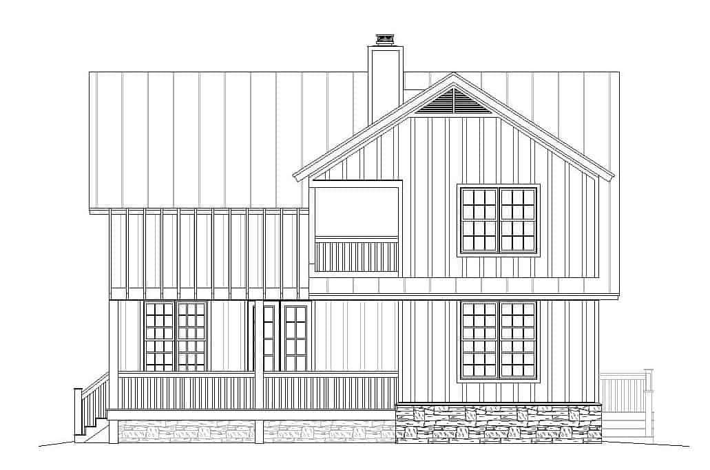 Home Plan Rear Elevation of this 3-Bedroom,1841 Sq Ft Plan -196-1131