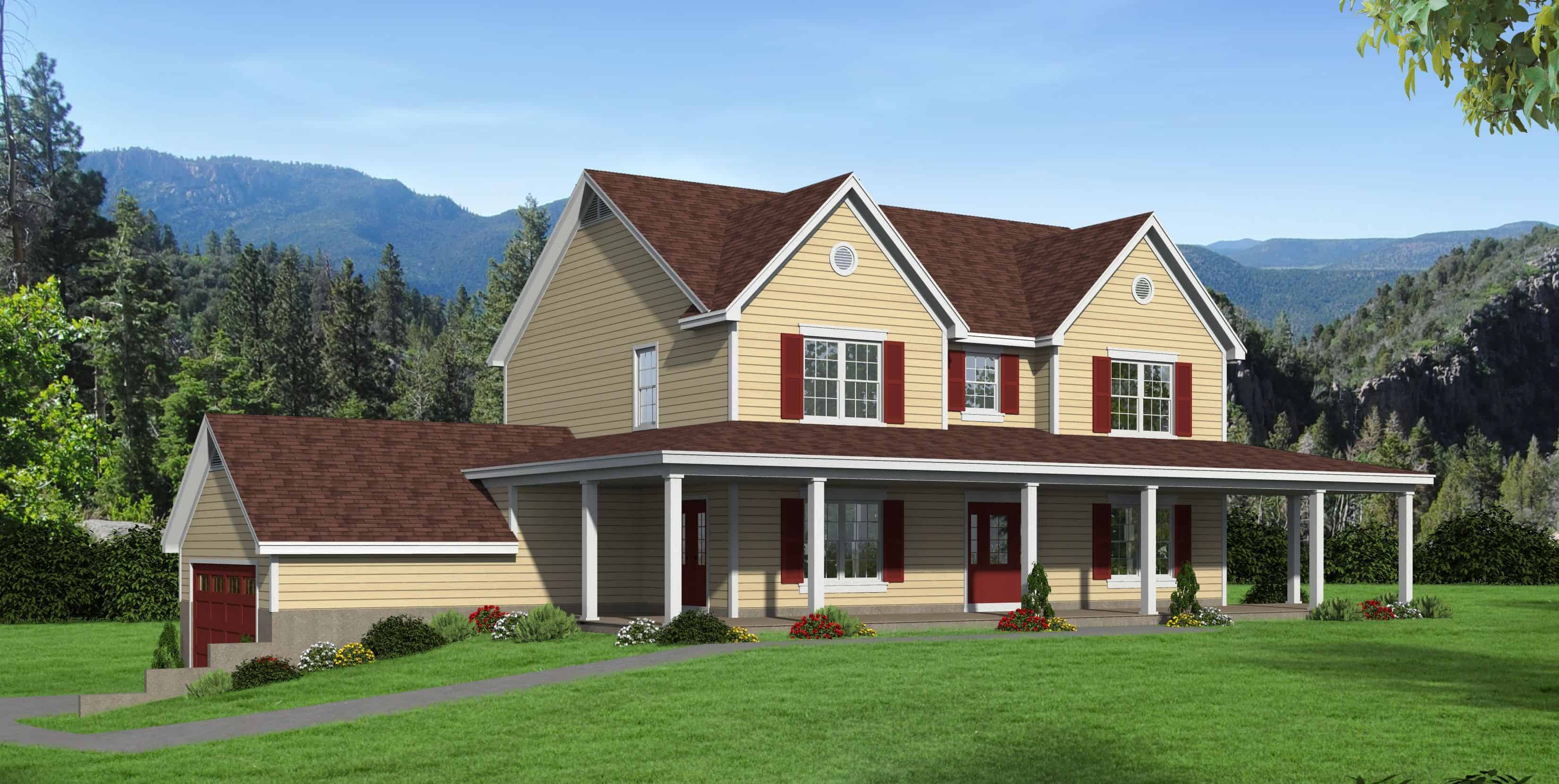 Front elevation of Country home (ThePlanCollection: House Plan #196-1131)