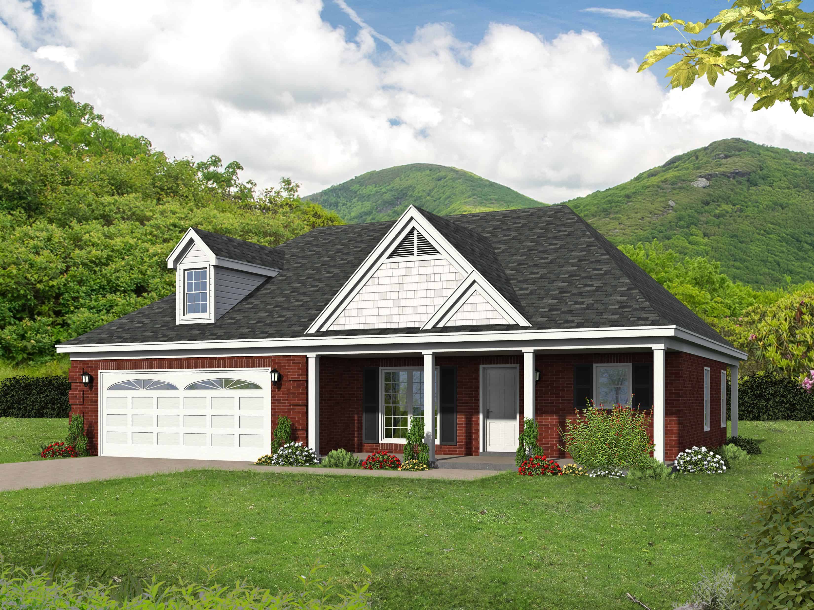 Front View of this 2-Bedroom, 1370 Sq Ft Plan - 196-1133