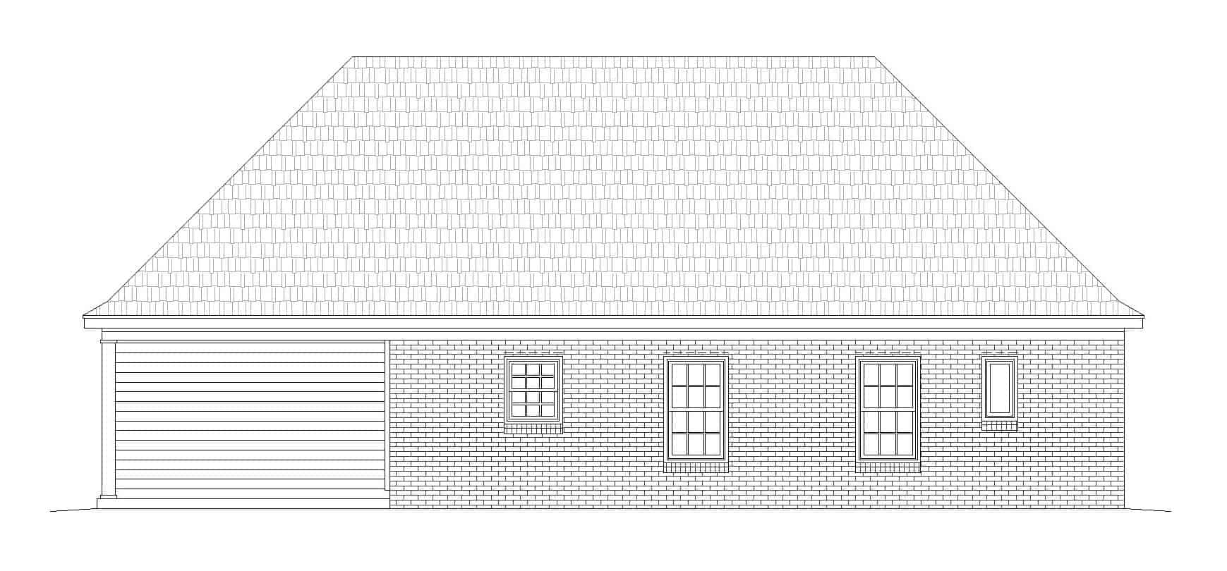 Home Plan Rear Elevation of this 2-Bedroom,1370 Sq Ft Plan -196-1133