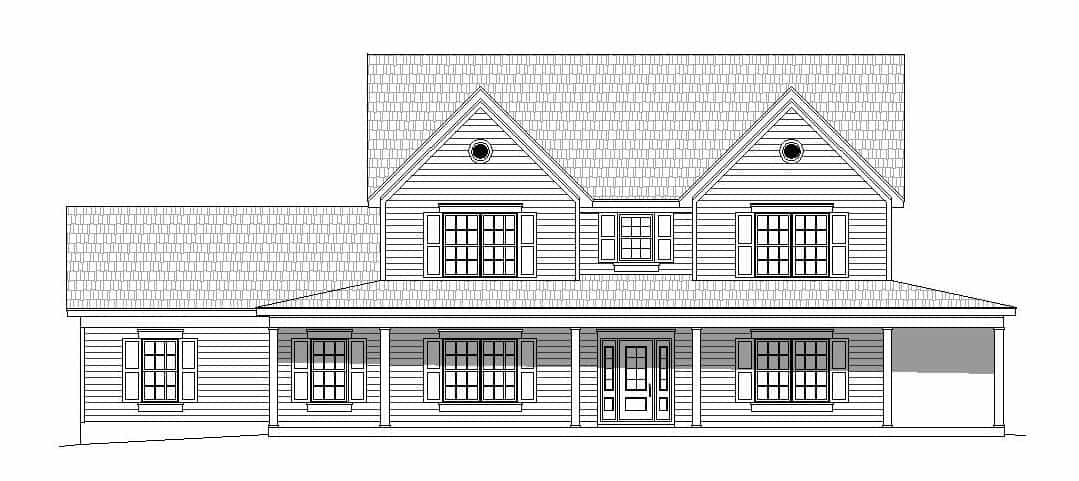 Home Plan Front Elevation of this 4-Bedroom,2729 Sq Ft Plan -196-1134