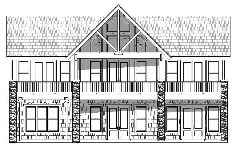 Home Plan Rear Elevation of this 3-Bedroom,2690 Sq Ft Plan -196-1135