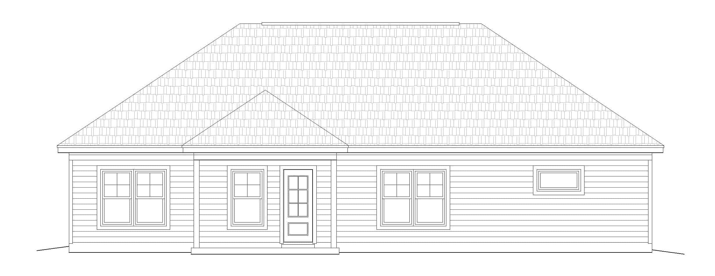 Home Plan Rear Elevation of this 3-Bedroom,1452 Sq Ft Plan -196-1136